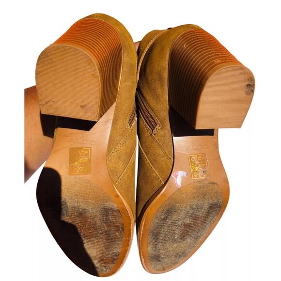 Aldo Womens Faux Leather Brown Western Ankle Embellished Buckle Boots Size 7.5 - Picture 6 of 7